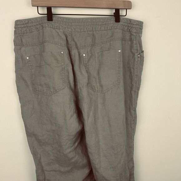 INC International Concepts women’s Pants tan Wide Leg Linen Size 18W coastal bea - Picture 9 of 11